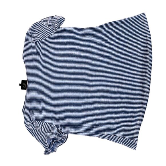 Blue & White Striped Button-Up Top W5 Womens S - Picture 5 of 6